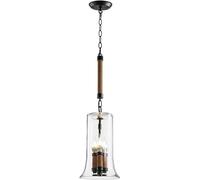 Simple 3-Lights E14 V-intage - Hemp Rope Glass Pendant Light, Glass Suspension Lantern Courtyard Villa Lighting Lighting Device,Hanging Lights
