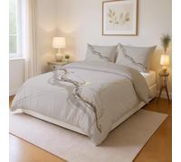 Simple 3 Pieces 100% Brushed Microfiber Double Duvet Cover Set, Beige Fantasy Branch Bow and Arrow Super Soft Reversible Design Zippered Comforter Cover and 2 Pillowcases 79" x 79"
