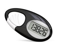 Simple 3D Step Counter, Walking Pedometer, Steps Tracker with Neck Lanyard / Carabiner for Men Women Teens Adults Seniors (Black)