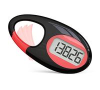 Simple 3D Step Counter, Walking Pedometer, Steps Tracker with Neck Lanyard/Carabiner for Men Women Teens Adults Seniors (Black-red) ¡