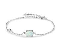 Simple 925 Sterling Silver Oval Opal Bracelets Chain Link Adjustable Bracelets Bangles For Women Wedding Jewelry