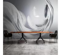 Simple Abstract Black and White Three Dimensional Feathers Silk 3D Wallpaper Silky Texture Home Study Office Grey Dining Room Sofa Bedroom Living Room TV Backdrop-200cm×140cm