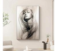 Simple Abstract Figure Poster Wall Art Prints, Modern Smog Ribbon Woman Canvas Art, for Living Room Decor Paintings 60x90cm(24x35inch) InternalFrame