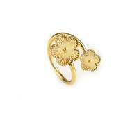 Simple Adjustable Stainless Steel Five Leaf Flower Open Ring Fashion for Woman Party Wedding Trend Jewelry Accessories Clover-resizable-13