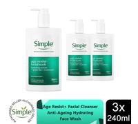 Simple Age Resist+ Facial Wash 240ml Anti Ageing Hydrating Cleanser 3 Pack