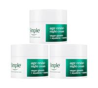 Simple Age Resist+ Night Cream 50ml, 3 Pack - Nourishing Anti-Wrinkle Moisturiser with Green Tea and Vitamin E, Restorative Hydration for Smooth, Youthful-Looking Skin