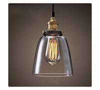 Simple American Glass Chandelier Affordable Retro Industrial Wine Coffee Bar Single Head Restaurant Lighting (Color : Transparent)