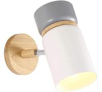 Simple and Creative Wall Light Personalized Wood Wall Lamp Bedroom Bedside Reading Wall Lights for Living Room Office Study Room, E27 Socket White