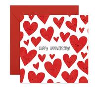 Simple and Cute Anniversary Card - Smile Hearts - Gifts for Partner, Her, Him, Wife, Husband, Spouse, Babe, Darling, Honey, Women, Ladies, Men - Romantic and Sweet - Includes Envelope