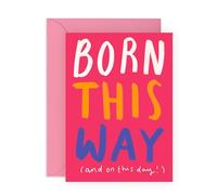 Simple and Cute Birthday Card - 'Born This Way' - Gifts for Her, Friends, Wife, Besties, BFF, Sister, Auntie - Natal Day - Comes with Fun Stickers