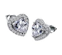 Simple and Delicate Women's Earrings with Heart Shaped Zircon Earrings Elegant Crystal Earrings Zircon Earrings Female Real Earrings Women's Set, one size, Copper, No Gemstone