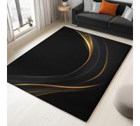 Simple And Elegant Lines Area Rug, Extra Large Washable Rug, Soft Touch Short Pile Area Rugs Non-Slip Non Shedding, Black Carpet for Living Room Dining Bedroom Office 120 x 180 cm