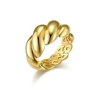 Simple And Luxurious Fried Dough Twists Bread Titanium Steel Ring Ring Plated With 18k Gold Fashion Accessories For Women