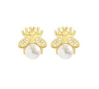 simple and small Korean earrings ins personality little bee pearl 2024