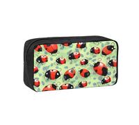 Simple and Spacious Ladybugs Cartoon Print Pen case Zippered Organizer for Pens Markers Small Stationery
