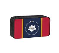 Simple and Spacious Mississippi State Flag Print Pen case Zippered Organizer for Pens Markers Small Stationery