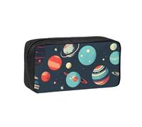 Simple and Spacious Outer Space Planet Print Pen case Zippered Organizer for Pens Markers Small Stationery