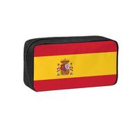 Simple and Spacious Spanish Flag Print Pen case Zippered Organizer for Pens Markers Small Stationery