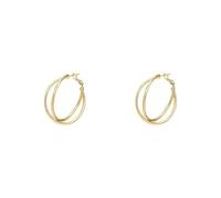 Simple and stylish double-layer metal hoop earrings with a cross design, versatile and elegant for women, with a high-end feel and trendy vibe.