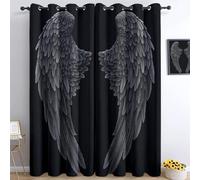 Simple Angel Wings Thermal Drapes W 46" x L 90" (2 Panels), Room Darkening Curtains for French Doors and Conservatory, Dark Gray