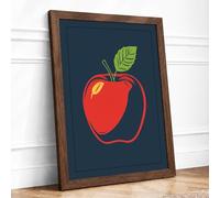 Simple Apple Modern Framed Wall Art Print A3 (42×29.7cm) Walnut, Wall Decor for Living Room, Bedroom, Office & Home, Ready to Hang, Art Gift