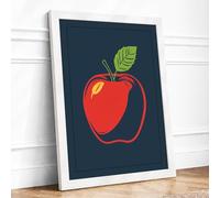 Simple Apple Modern Framed Wall Art Print A3 (42×29.7cm) White, Wall Decor for Living Room, Bedroom, Office & Home, Ready to Hang, Art Gift