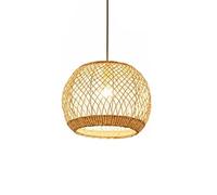 Simple Ball Tea House Pendant Light Chinese Zen Rattan Hanging Lamp for Bedroom Stairwell Courtyard Elevator Halls Hotel Lobby Florist Restaurant Decoration Lighting Fixture