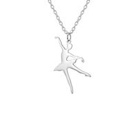 Simple Ballerina Ballet Pendant Necklace for Women Polished Dainty Vivid Recital Dancer Charm Sweet Stainless Steel Adjustable Chain Choker Necklaces Fashion Jewelry for Sister Friends Daughter Niece