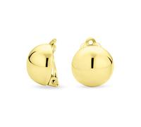 Simple Basic Button Style Half Round Ball Round Dome Clip On Earrings For Women Non Pierced Ears Gold Plated Polished .925 Sterling Silver Alloy Clip