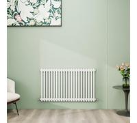 Simple Bathroom Column Radiators White 600×1010mm Horizontal Double Traditional Cast Iron Style Interior Designer Radiator