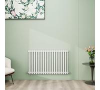 Simple Bathroom Column Radiators White 600×1010mm Horizontal Triple Traditional Cast Iron Style Interior Designer Radiator
