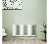 Simple Bathroom Column Radiators White 600×1190mm Horizontal Double Traditional Cast Iron Style Interior Designer Radiator