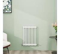 Simple Bathroom Column Radiators White 600×425mm Horizontal Double Traditional Cast Iron Style Interior Designer Radiator