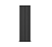 Simple Bathroom Vertical Flat Designer Radiators 1800×544mm Tall Upright Flat Panel Black Single Radiator with Free Angled Valve