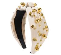 Simple Beads Beads Diamond Knotted Headband Temperament Versatile Hair Accessories For Women Girls(Beige)