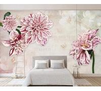 Simple Beautiful Pink Flowers and Butterflies 3D Wallpaper Easy Install Feature Office Living Room Sofa Bedroom TV Background Wall Decoration-250cm×170cm