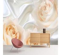 Simple Beautiful Three Dimensional Flowers Silk Modern 3D Wallpaper Premium Textured Silk Neutral Tones Material Ideal for Living Room Bedroom-430cm×300cm