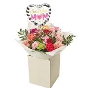 Simple Beauty Bouquet Fresh Flowers - Carnation Autumn Arrangement celebrating Birthdays, Get-Well, Anniversary, Thoughtful Gifting, Floral occasions, Long-Lasting Blooms (Mum Balloon)