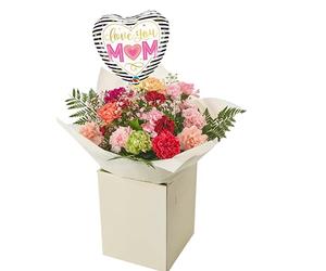 Simple Beauty Bouquet Fresh Flowers - Carnation Autumn Arrangement celebrating Birthdays, Get-Well, Anniversary, Thoughtful Gifting, Floral occasions, Long-Lasting Blooms (Mum Balloon)