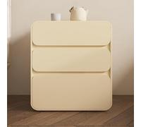 Simple Bedroom Solid Wood Nightstand Modern Leather with 3 Drawers Cream Stylish Floor Standing Storage Cabinet No Assembly Required Bedside Cabinet