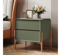 Simple Bedside Table with 2 Drawers for Bedroom and Living Room Green Color 50x40x50cm