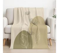 Simple Beige Blanket Gifts for Adults Boys Line Geometric Flower Microfiber Throw Blankets Soft Comfy Lightweight for Home Decor Couch Bed Sofa 59in × 59in (150cm × 150cm)