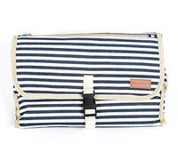 Simple Being Portable Baby Bathroom Changing Pad Cushioned Table Mat Cover Waterproof Memory Foam Baby Head Pillow Foldable Pockets for Diapers Wipes and Creams Pacifiers, Diaper Bag (Navy Stripe)