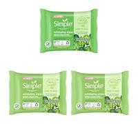 Simple biodegradable Exfoliating Face Wipes cleansing wipes to smooth skin and unclog pores for sensitive skin 20 wipes (Pack of 3)