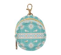 Simple Bird Blue Boho Baby Girl Pacifier Case with Zipper and Clip Key Chain Wallet, Small Item Storage pouching