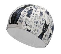 Simple Black Cat Swim Cap for Long Hair Short Hair Breathable High Elasticity Swimming Caps Stylish Cloth Swim Hat Cute Comfortable Bathing Cap for Women Men Adults