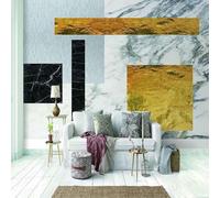 Simple Black Gold Geometric Imitation Marble 3D Wallpaper Textured Silk Easy Install Living Room Sofa Bedroom Dining Room Home Decoration Wall-200cm×140cm