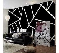 Simple Black Line Geometry Wall Murals Wallpaper for Bedroom 3D Wall Sticker Art Murals, Waterproof DIY Wall Decor for Bedroom Living Room Classroom Offices Home Decoration 400x280 cm