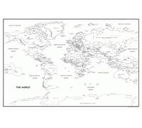 Simple Black & White World Map-Paper