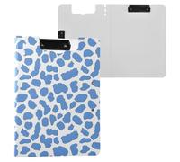 Simple Blue Leopard Print Clipboard Folder, A4 Size Folder Clipboard with Pen Slot for Office School